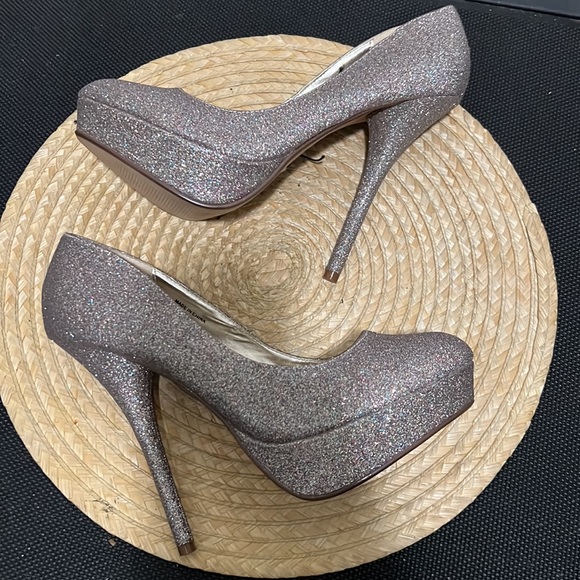 Forever21 Glitter Shimmer Sparkling Platform Heel Size 10 - Picture 13 of 15